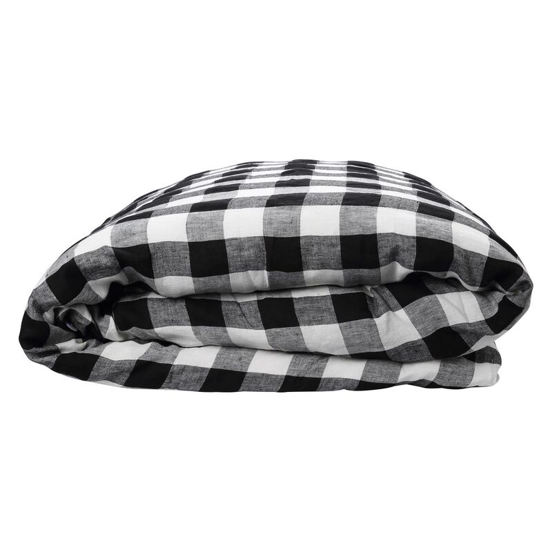 Kip&Co Black & White Gingham Linen Quilt Cover King image number 0